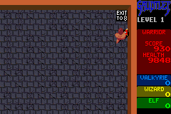 Gauntlet / Rampart (Game Boy Advance) screenshot: Gauntlet: this exit takes you level 8 rather than level 2.