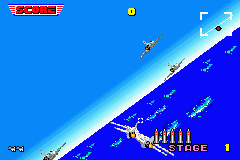 SEGA Arcade Gallery (Game Boy Advance) screenshot: Afterburner: use the lock on to fire missiles at on coming enemy aircraft.