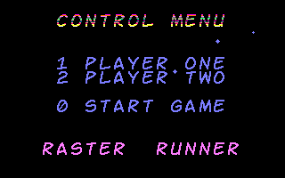 Raster Runner (Amstrad CPC) screenshot: Control Menu