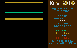 Dr. Zock (Atari ST) screenshot: Starting a new game.
