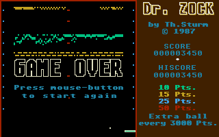 Dr. Zock (Atari ST) screenshot: Game over
