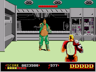 Dynamite Duke (Genesis) screenshot: Time to go mano-a-mano with fists.