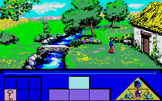 Indian Mission (Atari ST) screenshot: You are ready to enter the house with the key...