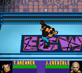 ECW Hardcore Revolution (Game Boy Color) screenshot: Justin sends Tommy Dreamer to hell.