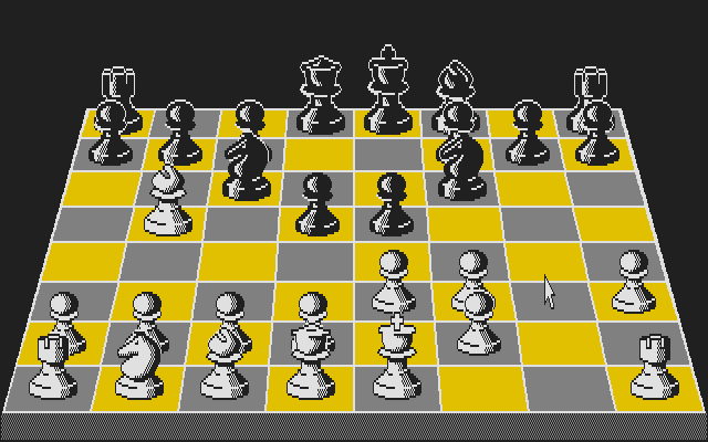 Psion Chess (Atari ST) screenshot: Playing on 3D board (colour)