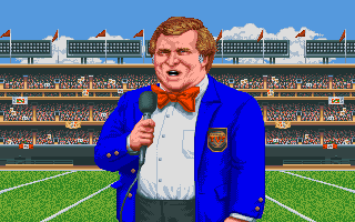 TV Sports: Football (Amiga) screenshot: Don Badden during half time.