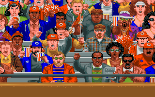 TV Sports: Football (Amiga) screenshot: Close up of fans in the stands.