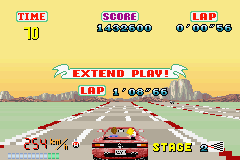 SEGA Arcade Gallery (Game Boy Advance) screenshot: Outrun: going through the checkpoint extends your time limit.