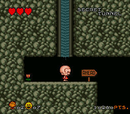 Super Bonk (SNES) screenshot: In a cave