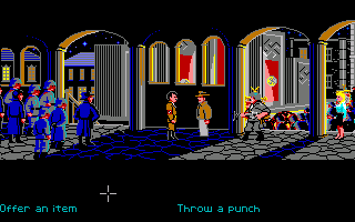Indiana Jones and the Last Crusade: The Graphic Adventure (Amiga) screenshot: Bumping into Hitler.