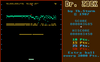 Dr. Zock (Atari ST) screenshot: A game in progress