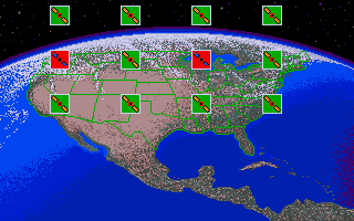 S.D.I. (Amiga) screenshot: The SDI satellite status screen.