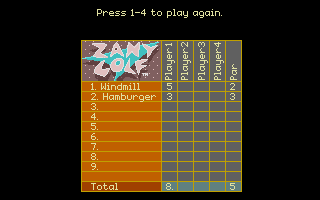 Will Harvey's Zany Golf (Atari ST) screenshot: High score table