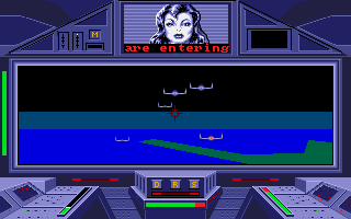 S.D.I. (Amiga) screenshot: At the controls of your ship.