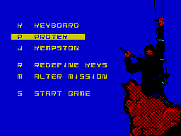 Saboteur II (ZX Spectrum) screenshot: Start menu