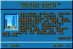 Thunderbirds: International Rescue (Game Boy Advance) screenshot: Location profile