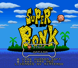 Super Bonk (SNES) screenshot: US Main menu