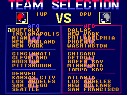 Walter Payton Football (SEGA Master System) screenshot: Select your team