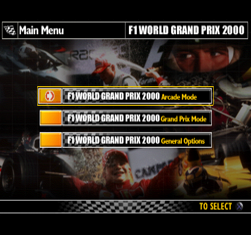 F1 World Grand Prix (PlayStation) screenshot: Main Menu.