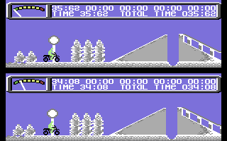 Kikstart 2 (Commodore 64) screenshot: My opponent passed the finishing line ahead of me.