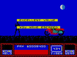 Saboteur II (ZX Spectrum) screenshot: Mission complete