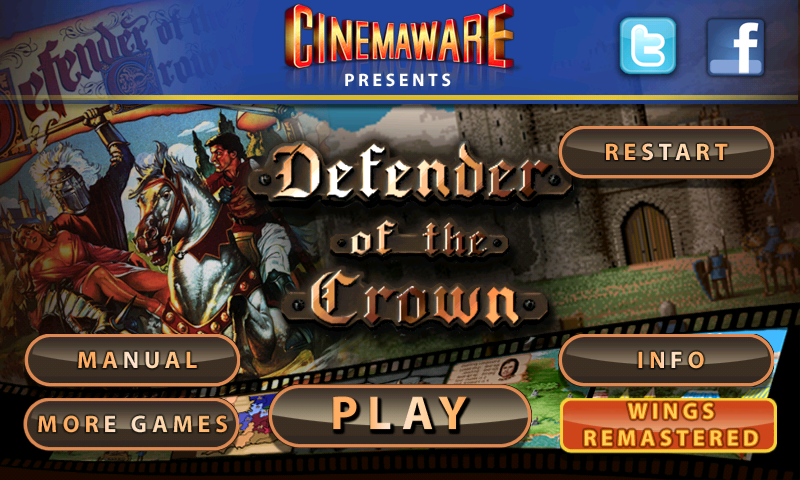 Defender of the Crown (Android) screenshot: Main menu.