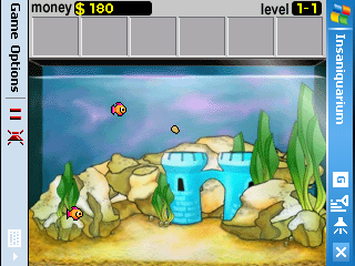 Insaniquarium! Deluxe (Windows Mobile) screenshot: Feeding the fish