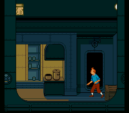The Adventures of Tintin: Prisoners of the Sun (SNES) screenshot: On the ship you have to find Professor Calculus.