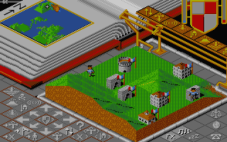 Populous: The Promised Lands (Atari ST) screenshot: Révolution Française - My guys.