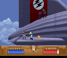 The Rocketeer (SNES) screenshot: Watch out for thrown bombs.