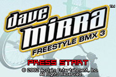 Dave Mirra Freestyle BMX 3 (Game Boy Advance) screenshot: Title screen