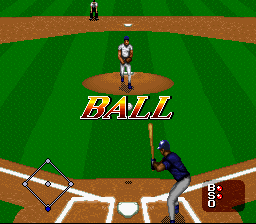 MLBPA Baseball (SNES) screenshot: The pitch was a ball.