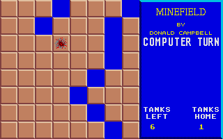 Minefield (Atari ST) screenshot: Got one of the computers tanks