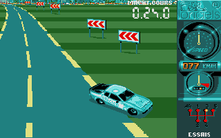 Turbo Cup (Atari ST) screenshot: Spinning over the crest of a hill