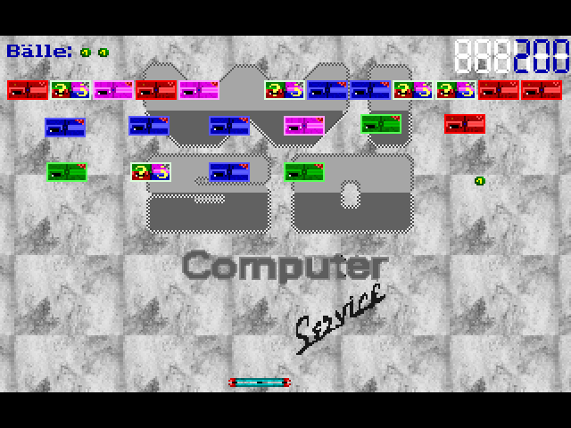 WISO Breakout (DOS) screenshot: A game in progress.