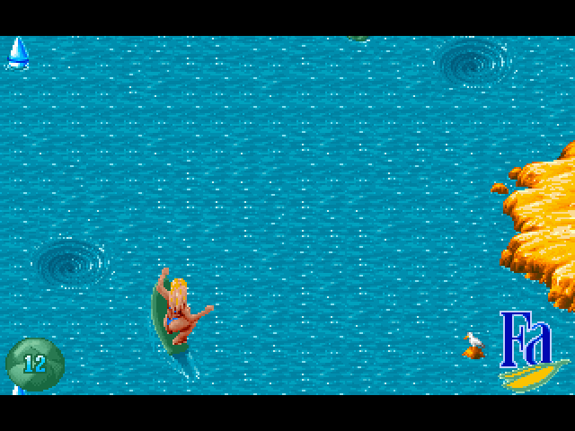 Surfen mit der jungen Fa (DOS) screenshot: A swirl in the water.