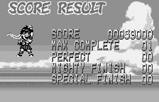 Pocket Fighter (WonderSwan) screenshot: Stage clear, score tabulation.