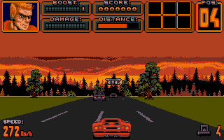 Lamborghini: American Challenge (Atari ST) screenshot: Rival in sight