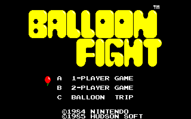 Balloon Fight (PC-88) screenshot: Title Screen.