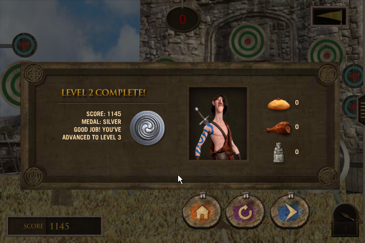Brave: Ultimate Target Challenge (Browser) screenshot: Ah yes! The mandatory medal.