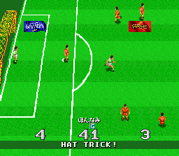 Virtual Soccer (SNES) screenshot: Hat Trick!