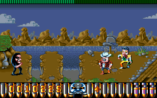 Motörhead (Amiga) screenshot: Hope the country fans won't get offended :)