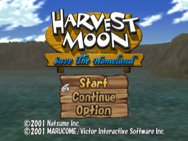 Harvest Moon: Save the Homeland (PlayStation 2) screenshot: Title Screen & Main Menu.