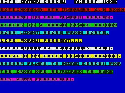 Cerius (ZX Spectrum) screenshot: Scene-setting screen 1