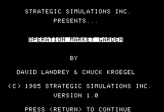 Operation Market Garden: Drive on Arnhem, September 1944 (Apple II) screenshot: Title screen
