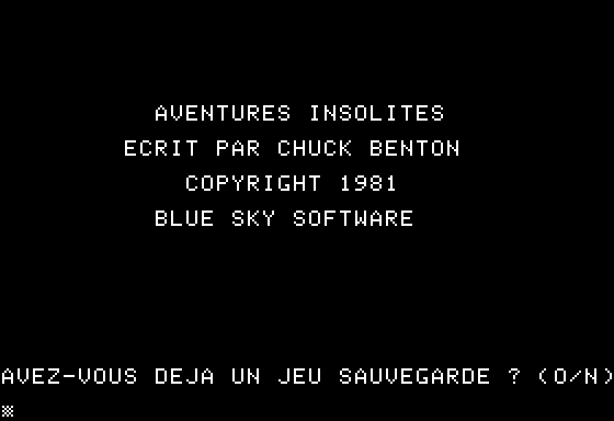 Softporn Adventure (Apple II) screenshot: Title screen (French)