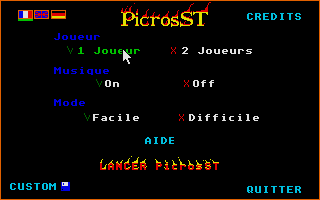 PicrossST (Atari ST) screenshot: Main menu