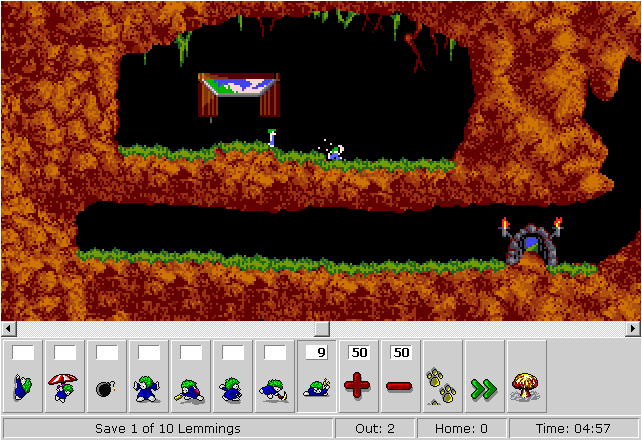 DHTML Lemmings (Browser) screenshot: I can follow those instructions!