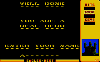 Into the Eagle's Nest (Atari ST) screenshot: Got a high score