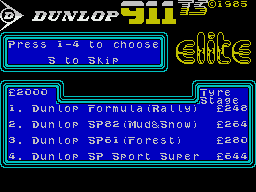 911 TS (ZX Spectrum) screenshot: Selection page 1